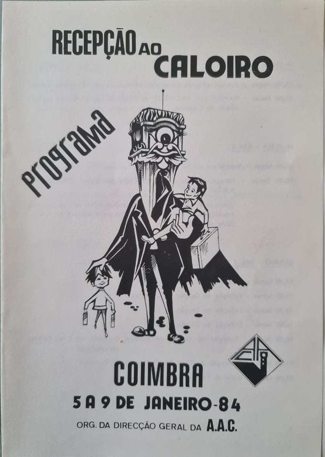 Programme of the Freshman Welcome, Coimbra, 5 to 9 January 1984, organised by the AAC.